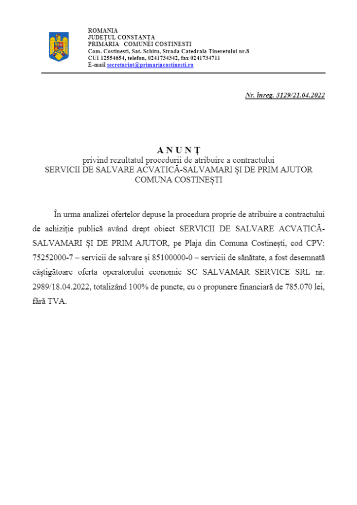 Anunt rezultat SERV SALVARE SI PRIM AJUTOR COM COSTINESTI 2022 724x1024